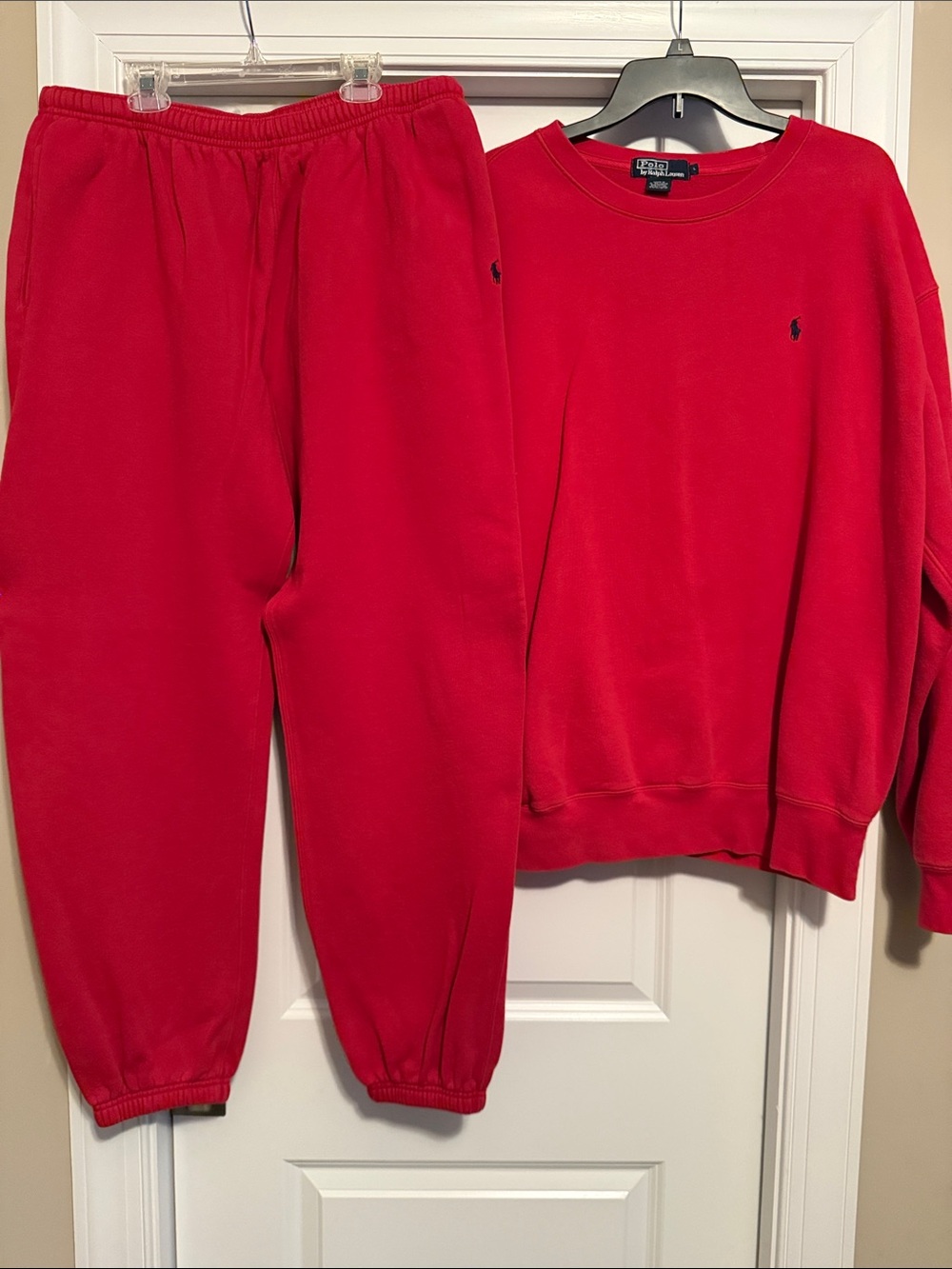 Polo by Ralph Lauren mens Bright Red Sweatshirt & Sweatpants Set